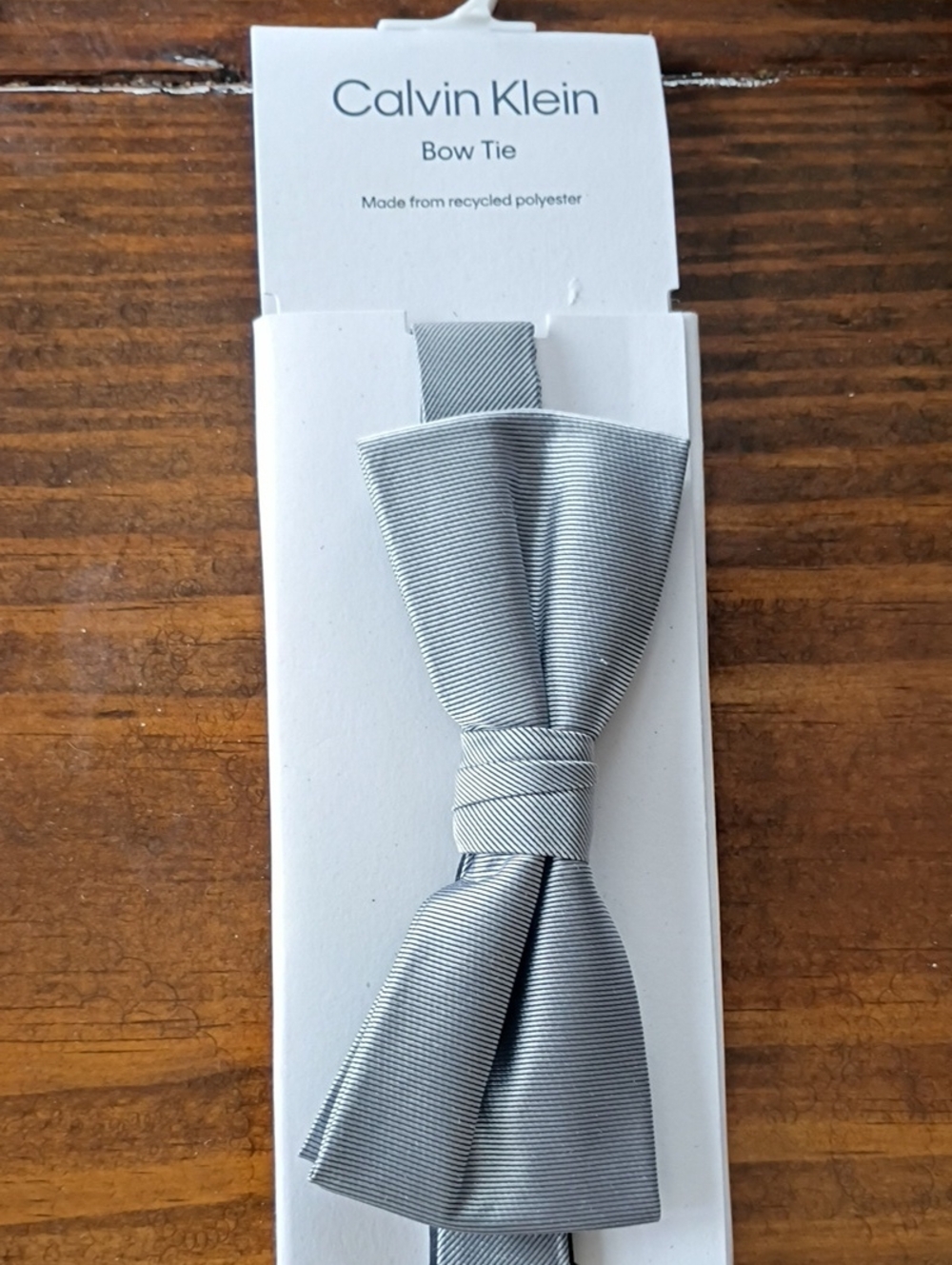 Calvin Klein Silver Gray Textured Bow Tie